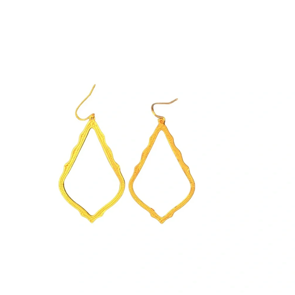Kendra Scott Dani Style Open Frame Earrings | Gold Teardrop Statement - Picture 2 of 4